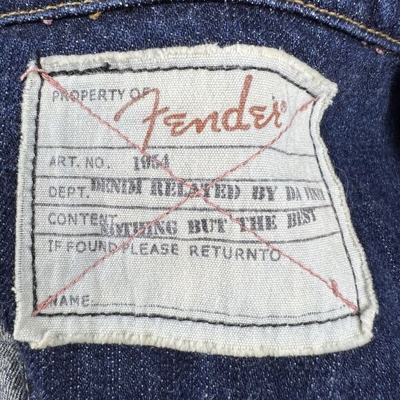 Fender Denim Jacket Women's M Rock & Roll Embroidered‎ Blue Jean Cropped RARE - Picture 14 of 17